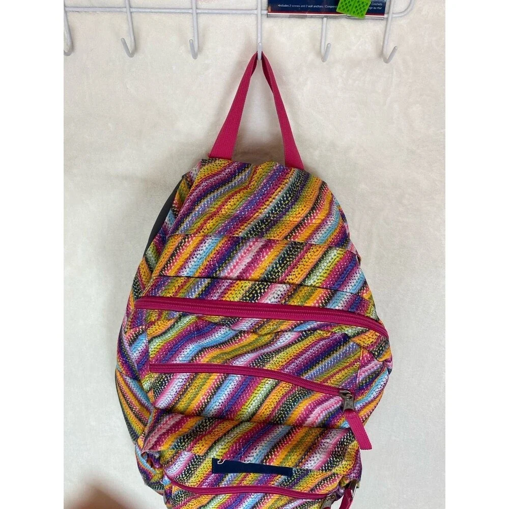 JanSport Big Student Backpack Multi-Color Diagonal Woven Stripe